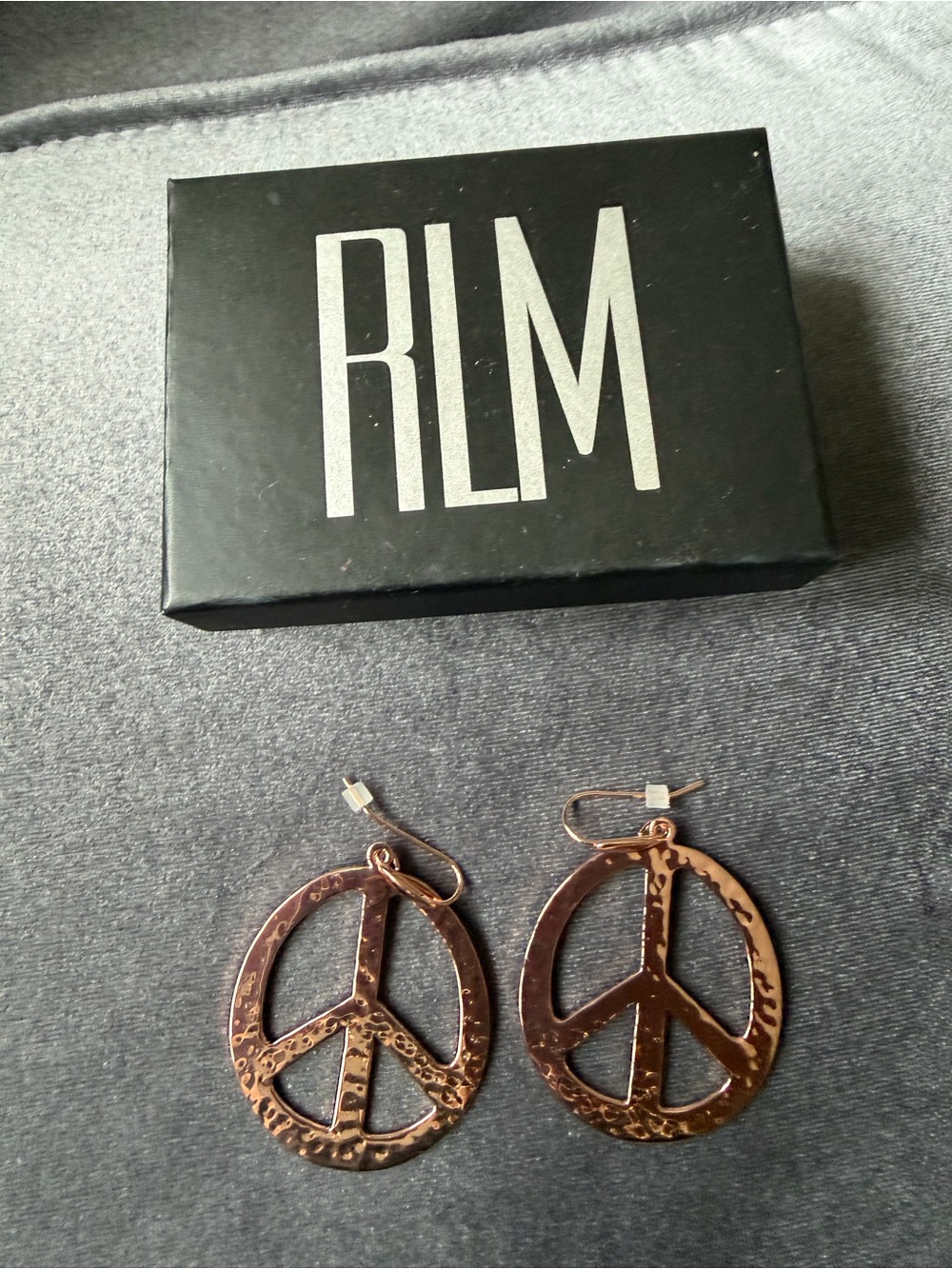 RLM Copper Peace Sign Dangle Earrings